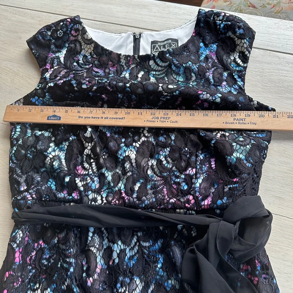 Alex Evenings Black Floral Lace‎ Sheath Dress 16W Mother of the Bride Guest